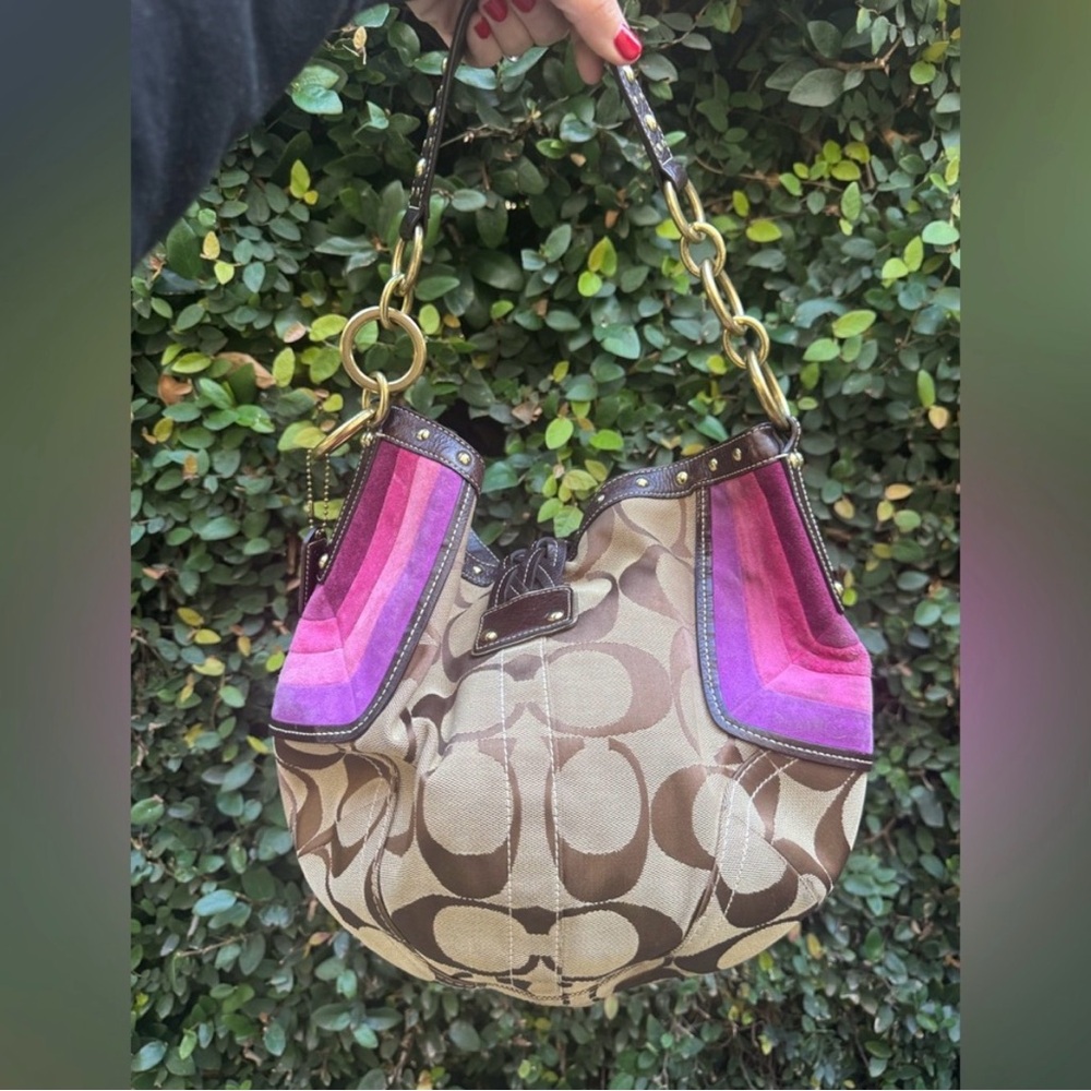 Coach Brown and Pink Signature Soho Shoulder Bag - Picture 7 of 13